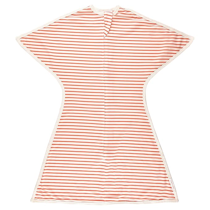 SleepingBaby Zipadee-Zip Transition Swaddle - Cozy Baby Swaddle Blanket with Zipper Convenience - Roomy Wearable Blanket for Easy Diaper Changes - Stripes Strawberry/Cream, Medium (6-12 Month)