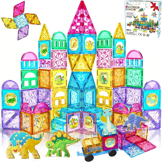 Jasonwell 110PCS Magnetic Tiles Building Blocks Set for Boys Girls Preschool Educational Magnet Construction Kit Stacking STEM Toys Christmas Birthday Gifts for Kids Toddlers 3 4 5 6 7 8 9 + Year Old