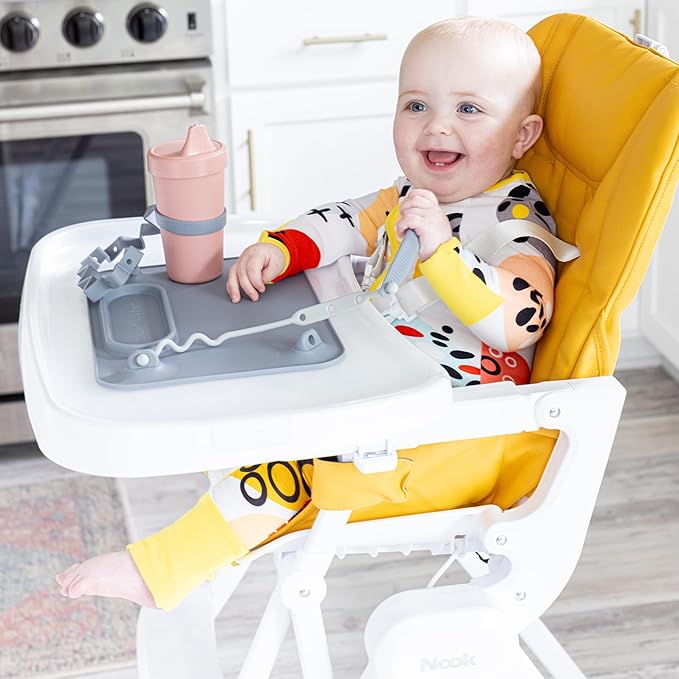 Busy Baby Bottle Bungee - Sippy Cup Strap - Keeps Bottles and Sippy Cups Off The Floor - Food Grade Silicone - Dishwasher Safe (Violet)