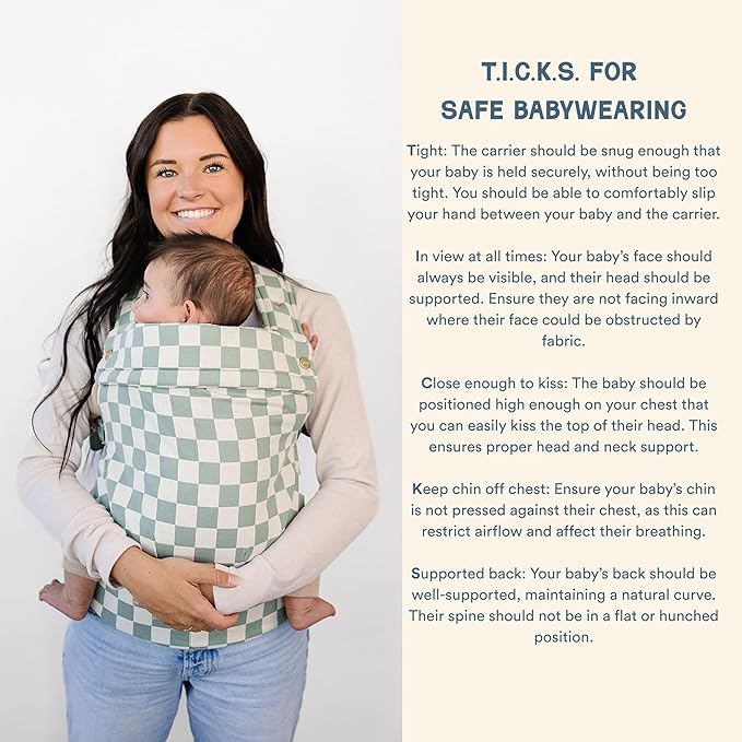 Ava & Oliver Essential Baby Carrier – Ergonomic, Hip-Healthy Soft Structured Carrier for Infants & Toddlers (7–35lbs) - Front and Back Carry, Breathable Fabric, Stylish & Lightweight (Olive Checker)