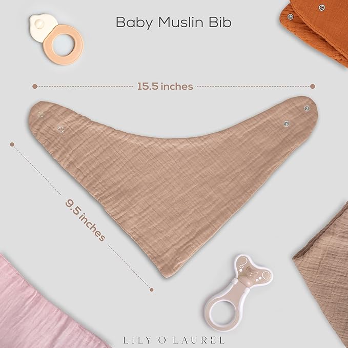 Muslin Baby bibs for drooling and teething, 100% cotton, Bibs for baby girl, Muslin bibs for boys (8 Pack)