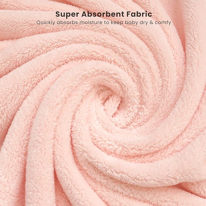 Konssy 2-Pack Hooded Baby Towels, 32" × 32" Soft & Absorbent Plush Fleece, Cute Animal Hood, Baby Bath Towels for Newborns & Toddlers, Boys & Girls