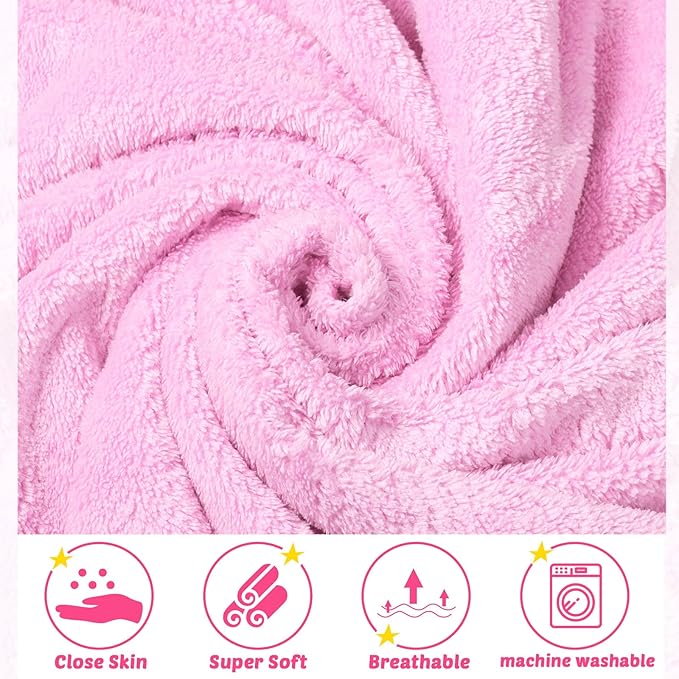 Chumia 6 Pack Baby Bath Towel Coral Fleece Soft Absorbent Newborn Hooded Towel for Kid 30 x 30 Inch Toddler Bath Blanket for Babies Infant Shower Gift(Pink, White)