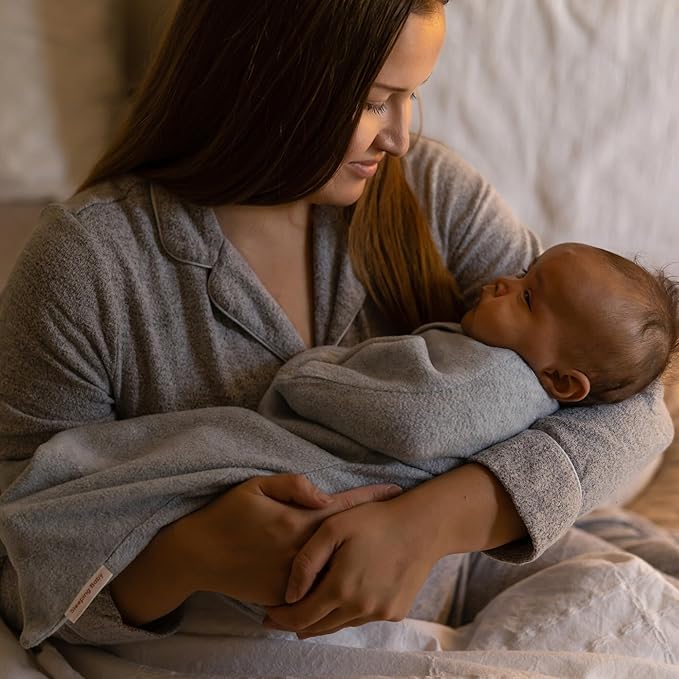 SleepingBaby Zipadee-Zip Transition Swaddle - Cozy Fleece Wearable Blanket with Two-Way Zipper for Baby Sleep - Heather Grey, Small (4-8 Month)