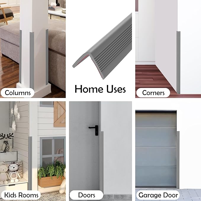 Rubber Bond Wall Corner Guard Edge Protector, Baby Proofing Corner Guards | Self-Adhesive Furniture Edge Strips for Home & Office (Grey, 15 Pack)