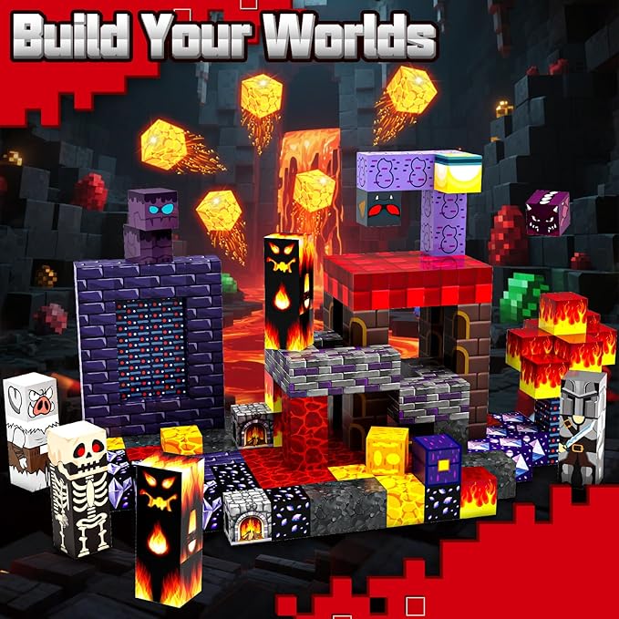 2025 Updated Magnetic Blocks Toys for Kids, 150 Dungeon-Themed Building Blocks, Stacking Magnets, STEM Montessori Sensory Toys for Boys and Girls Age 3 4 5 6 7 8 9 10