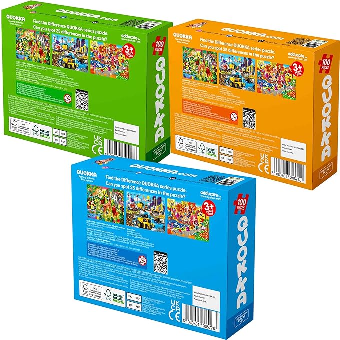 QUOKKA 100 Piece Puzzles for Kids Ages 8-10 - 3 X Set Puzzles for Kids Ages 4-6 - Toy for Learning Animals and Cars for 5-8 Year Old – Toddler Game Gift for Boy and Girl