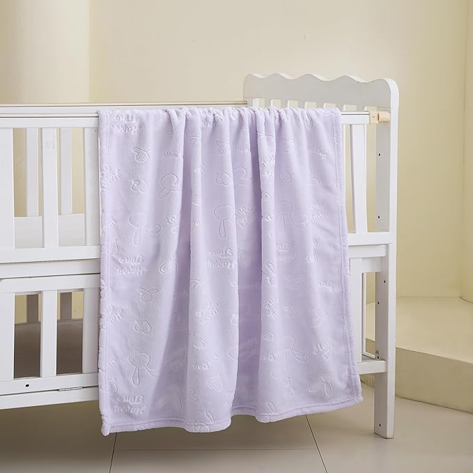 Soft Cozy Fleece Baby Blanket Animal Pattern Fluffy Plush Receiving Blanket for Newborn Infant Toddler, Warm Crib Stroller Blanket for Boys Girls, 30"x40", Purple