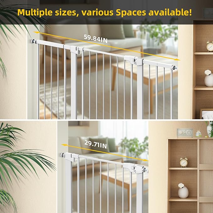 Easy Step Walk-Thru Baby Gate – Adjustable Safety Gate for Babies & Pets, Pressure Mount Kit, Includes Wall Cups – 29.7-32W x 30.5H, Auto-Close