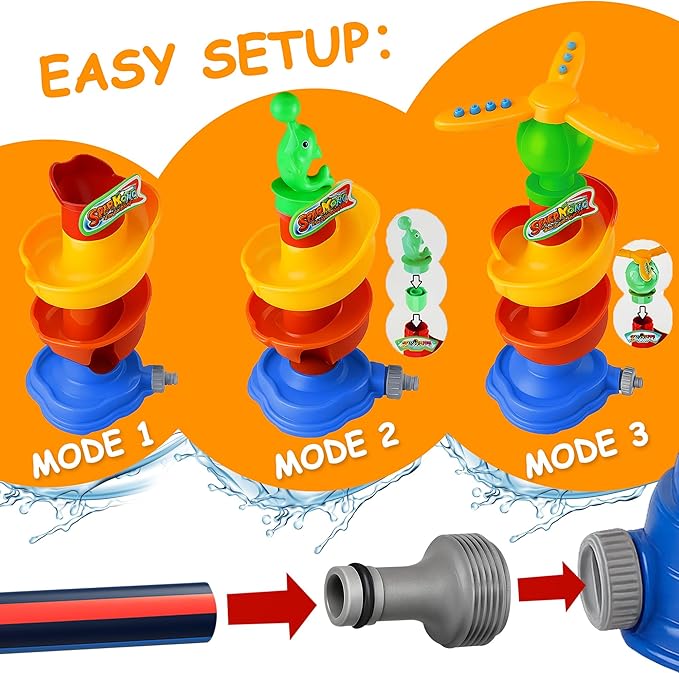 Water Sprinkler Toy for Kids Backyard Fun - 3-in-1 Summer Outdoor Water Toys with Rotating Spray & Catch Game, Splash Toys for Toddlers, Boys, Girls, Pets in Garden or Lawn Play