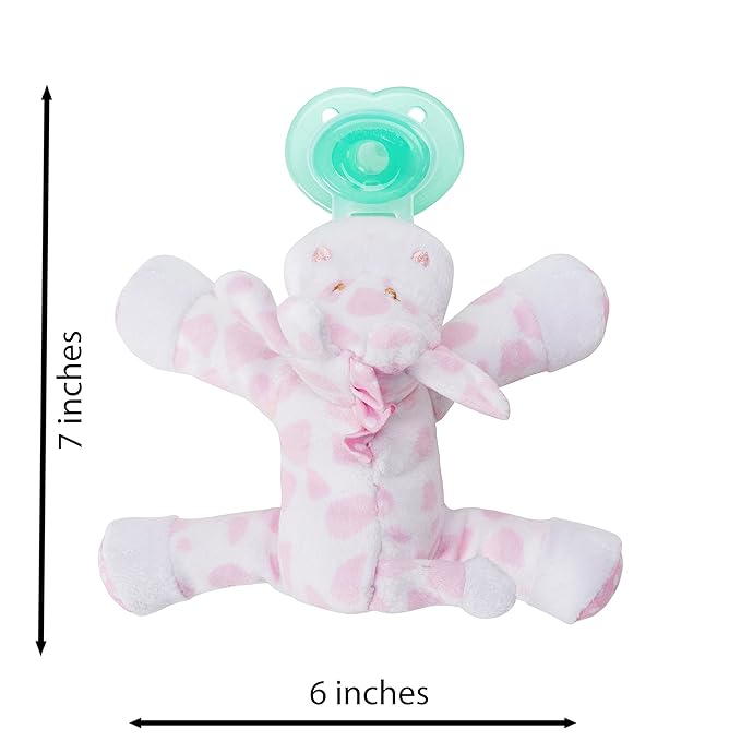 Nookums Paci-Plushies Shakies - Pacifier Holder with Built in Rattle (2 in 1)- Adapts to Name Brand Pacifiers, Suitable for All Ages, Plush Toy Includes Detachable Pacifier (Jaspie The Giraffe)