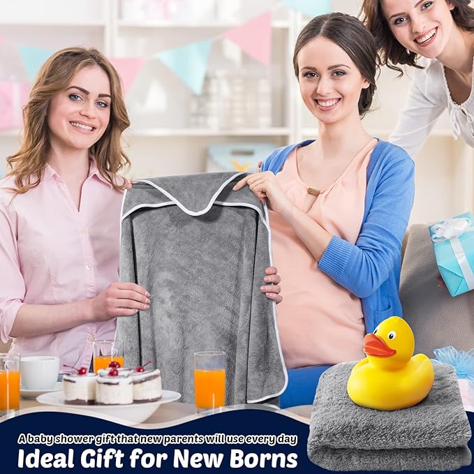 Chumia 6 Pack Baby Bath Towel Coral Fleece Soft Absorbent Newborn Hooded Towel for Kid 30 x 30 Inch Toddler Bath Blanket for Babies Infant Shower Gift(Gray)