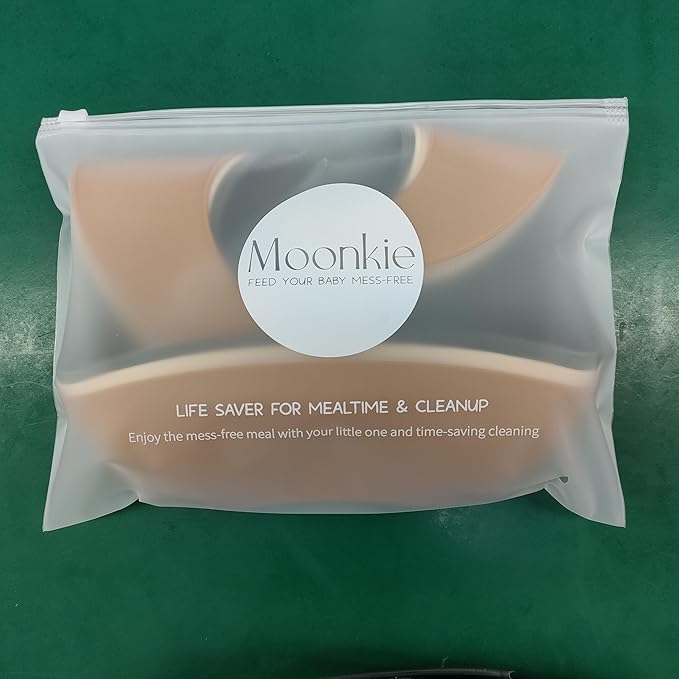 Moonkie Silicone Bibs Set Of 3, BPA Free Soft Adjustable Fit Waterproof Feeding Bibs for Babies and Toddlers(Cream/Buck/Olive Green)