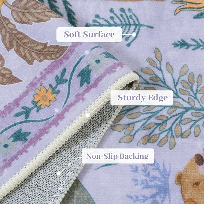 OJIA Animal Kids Room Rugs Washable Area Rug 8x10 Nursery Rug, Boho Rugs for Living Room Playroom 8 x 10 Bedroom Carpet, Non-Slip Ultra-Thin Indoor Large Floor Carpet for Dining Room Farmhouse