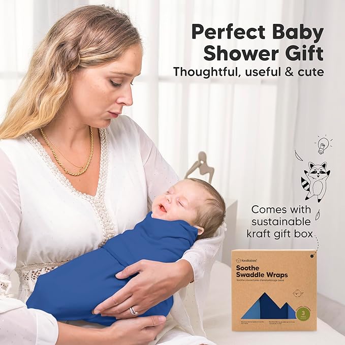 3-Pack Organic Baby Swaddle Sleep Sacks - Swaddles for Newborns, Infant 0-3 Months, Baby Girls, Boys, Soft & Snug Newborn Sleep Sack, Nursery Swaddling Blankets (Frost)