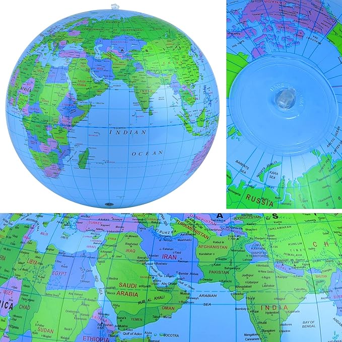 Coopay Inflatable Globe PVC World Globe Inflatable Earth Beach Ball for Beach Playing or Teaching