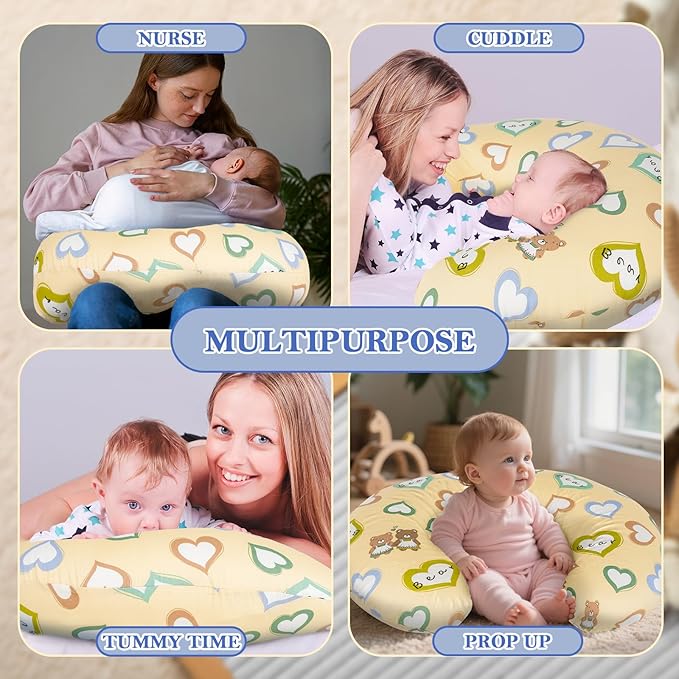 Nursing Pillow & Breastfeeding Pillow – Ergonomic C-Shape for Breastfeeding & Bottle Feeding, Standard Size Breathable with Washable Cover, Hypoallergenic,Tummy Time & Sitting Support (0-18 Months)
