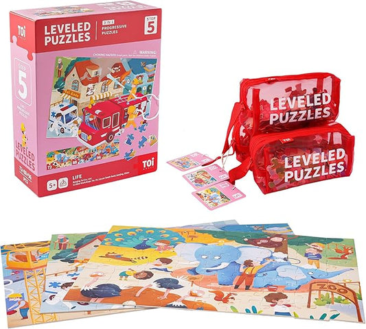 TOI Leveled Puzzles for Kids Aged 4 and Up, Toddler Puzzle Preschool Learning Jigsaw Puzzles, Large Pieces Educational Game for Boys Girls, Classic Education Step 5