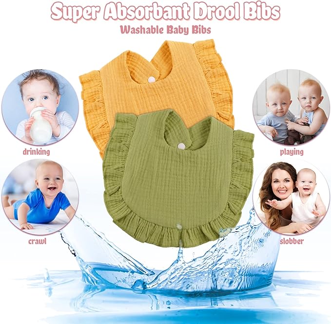 JaGely 12 Pieces Baby Muslin Bibs Bandana Drool Bibs for Boys and Girls Soft Adjustable Baby Cotton Teething and Drooling for Toddler Infant