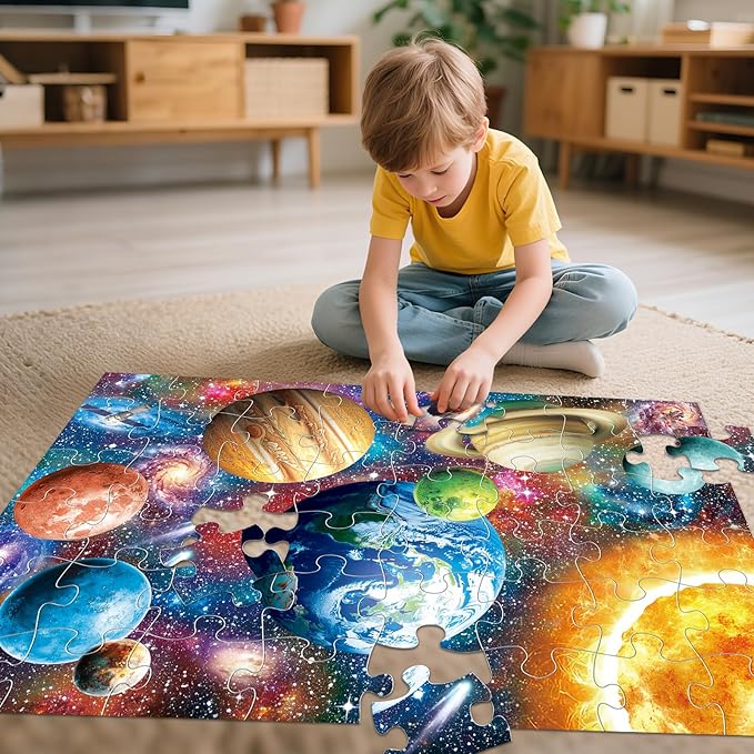 Jumbo Floor Puzzle for Kids,48 Piece Solar System Planet Large Jigsaw Puzzles for Toddler Ages 3-5,Preschool Educational Learning Space Toys Gift for Boys & Girls Ages 4-8
