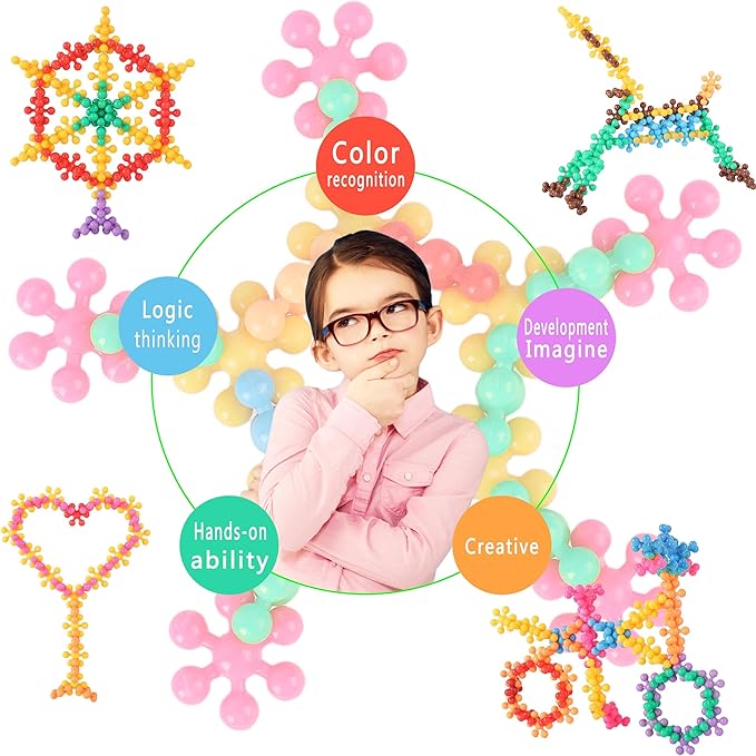 TOMYOU 300 Pcs Building Blocks Kids STEM Toys Educational Sets Interlocking Plastic for Preschool Boys and Girls Aged 3+, Safe Material Creativity