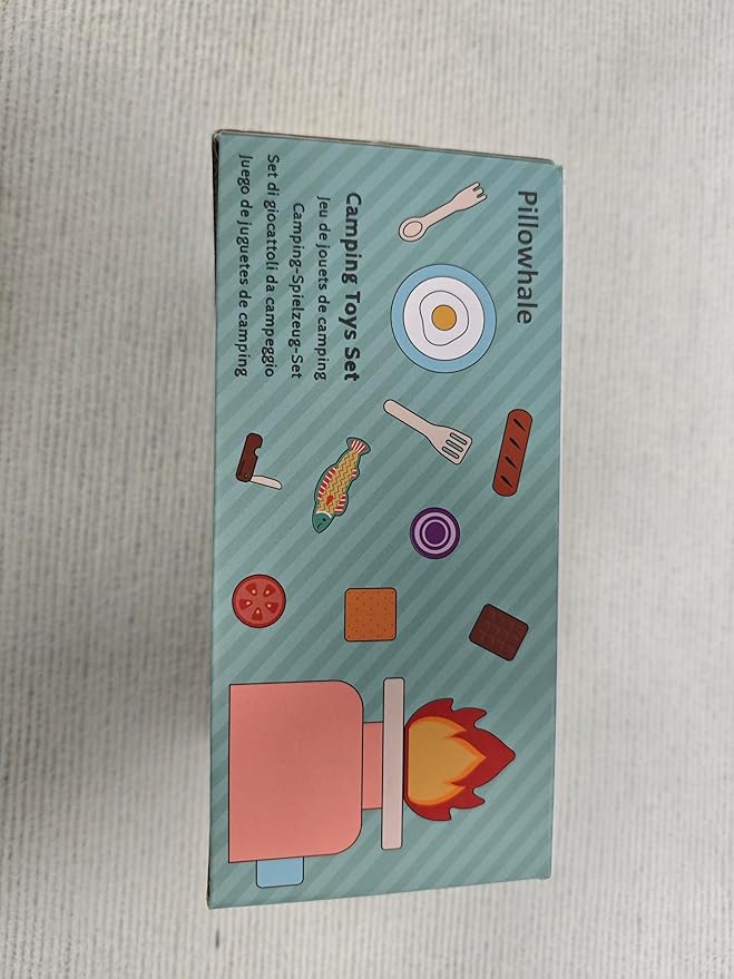 Wooden Campfire Playset – 25-Piece Kids S’Mores & Grill Pretend Camping Kitchen Toy, Glow-Look Fire, Skewers, Pan & Food, STEM Screen-Free Outdoor BBQ Gift for Boys & Girls Age 3+