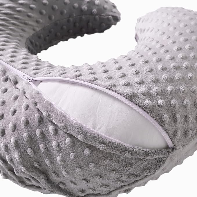 Nursing Pillow and Positioner for Breastfeeding, Ultra Soft Baby Breastfeeding Pillows for More Support for Mom and Baby, with Premium Removable Cover (Rose Gray)