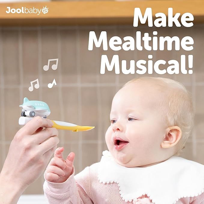 Jool Baby Musical Baby Spoons, 3 Spoons + Plane with Fun Sounds - Multi-Stage Spoon for Infant Feeding & Training Babies 6+ Months to Self-Feed