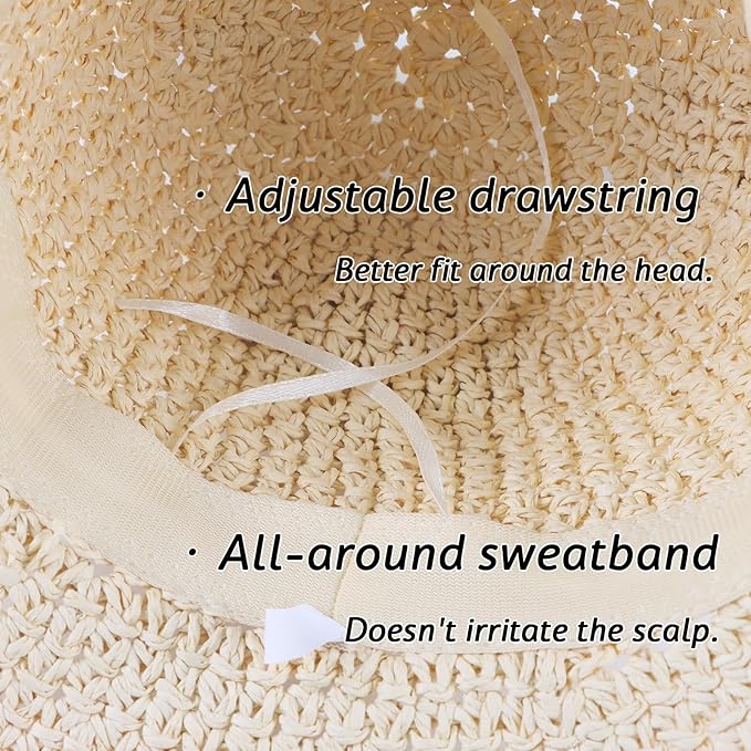 Baby Girl Straw Hat Outdoor Baby Sun Protection Hats Summer Bowknot Beach Cap for Infant Toddler Girls