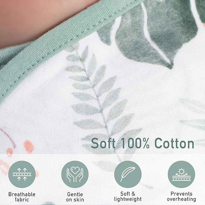 GLLQUEN BABY Girl Swaddles 0-3 Months - 3 Pack Baby Swaddles Sack for Newborn, Infant Sleep Sack, Easy Swaddling Wrap, The Summer of Monstera, Nursery Swaddle Blankets Essentials