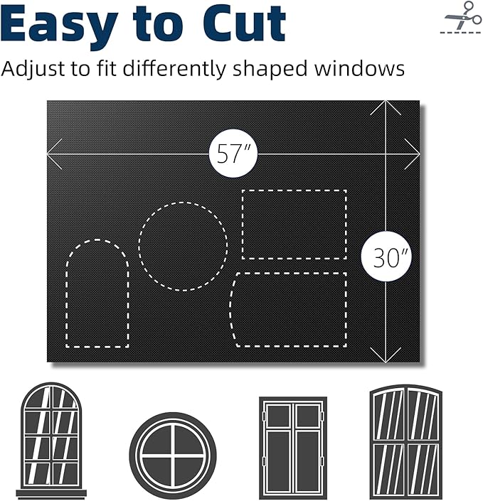 NIGHTON Portable Blackout Curtains 30'57' Strong Hook and Loop Tape Strips with Adhesive, 100% Blackout Material Window Blinds for Baby Nursery or Travel Use - Black