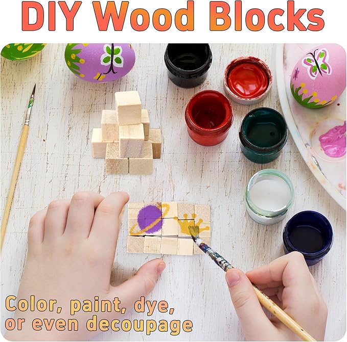 220Pcs 1cm Unfinished Wood Cubes, 0.39” Natural Square Wooden Blocks for Math Counting, Crafts, and DIY Projects