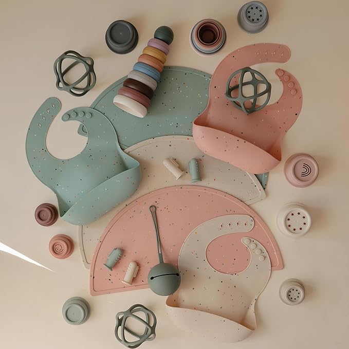 mushie Silicone Placemat for Kids | BPA-Free Non-Slip Design (Vanilla Confetti)