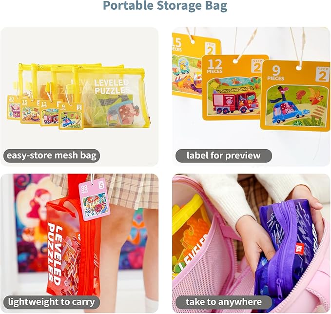 TOI Leveled Puzzles for Kids Aged 2.5 and Up, Toddler Puzzle Preschool Learning Jigsaw Puzzles, Large Pieces Educational Game for Boys Girls, Cognitive Story Step 2