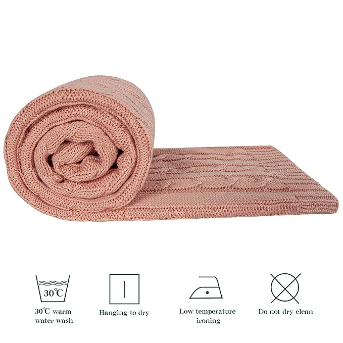 NTBAY 100% Pure Cotton Cable Knit Toddler Blanket, Super Soft Warm Breathable 30x40 Baby Blanket for Crib, Stroller, Nursery, Travel, Newborn, 30x40 Inches, Coral Orange