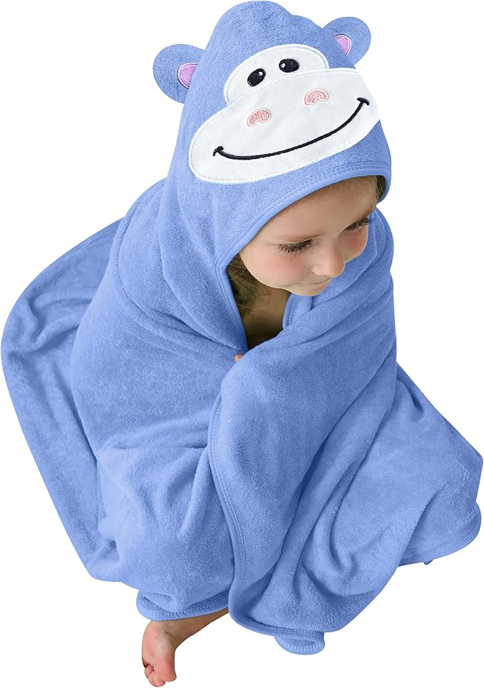 HIPHOP PANDA Hooded Towel - Rayon Made from Bamboo, Bath Towel with Bear Ears for Newborn, Babie, Toddler, Infant - Absorbent Large Baby Towel - Gorilla, 37.5 x 37.5 Inch