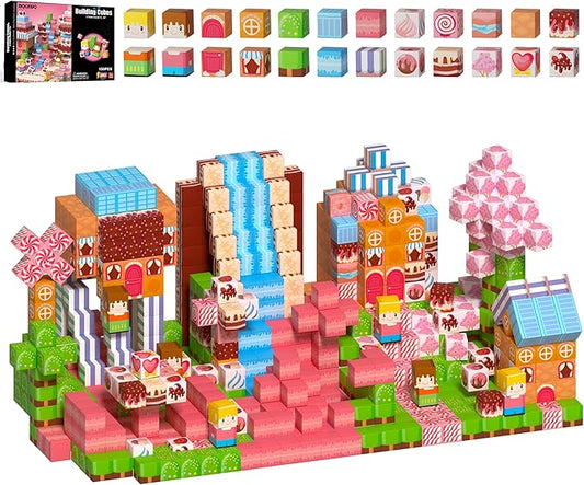 150Pcs Magnetic Building Blocks,Magnetic Cubes Pink Princess Set for Kids Age 3+ Girls Stacking Building for Kids Magent Blocks Constrcution Preschool Learning Toys Birthday Gifts