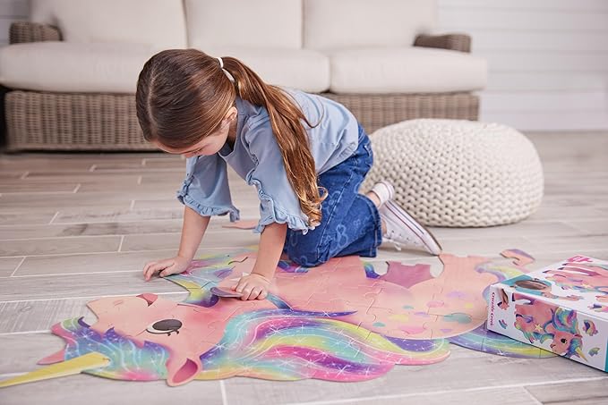 Crocodile Creek Above + Below 48-Piece Jigsaw Floor Puzzle - Fun Floor Puzzles for Kids Ages 4-8, Jumbo Unicorn