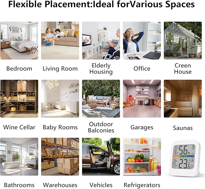 Digital Hygrometer Indoor Thermometer, [Fast Refresh] [Large Color Comfort Indicator] Home Essentials Room Temperature and Humidity Monitor Meter w/High Accurate Sensor, for Bedroom, Baby Room