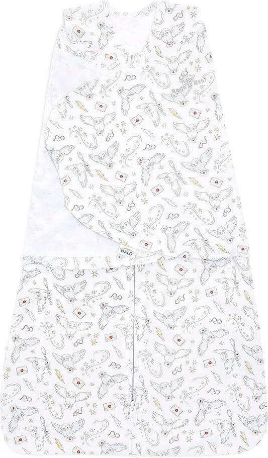 HALO Harry Potter 100% Cotton Sleepsack Swaddle, 3-Way Adjustable Wearable Blanket, TOG 1.5, Harry Potter Messenger, Newborn, 0-3 Months