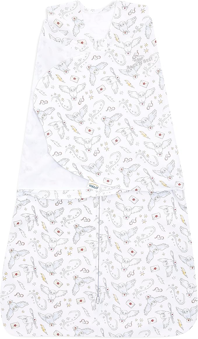 HALO Harry Potter 100% Cotton Sleepsack Swaddle, 3-Way Adjustable Wearable Blanket, TOG 1.5, Harry Potter Messenger, Small, 3-6 Months