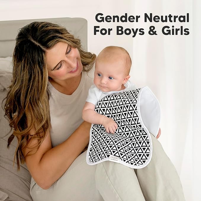 Organic Burp Cloths Baby Boy & Girl - 5-Pack Super Absorbent Cotton Burping Cloths for Babies, Soft & Plush Newborn Spit Up Rags, Infant Towels for Milk Spit Up, Unisex, Large 21" x 10" (MONOS)