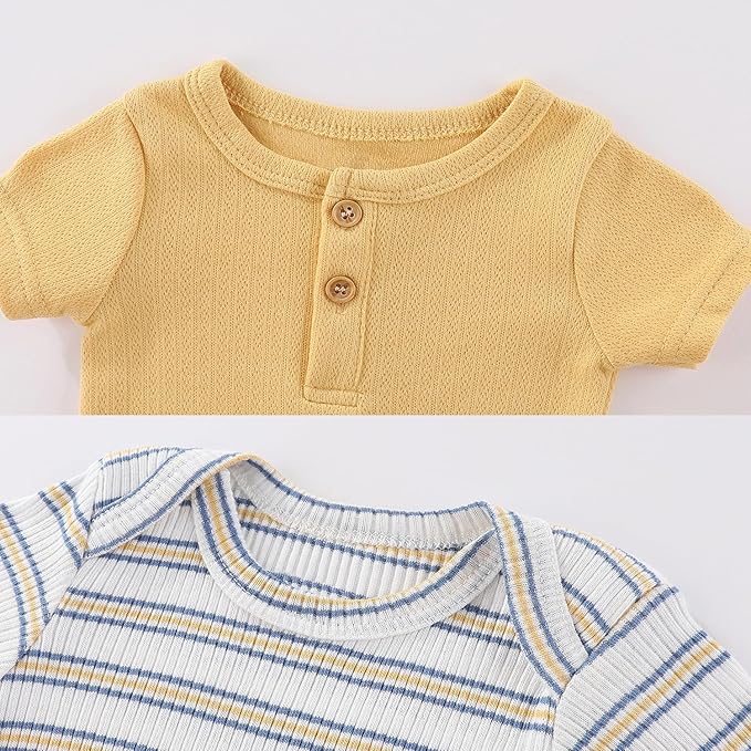 Kiddiezoom Newborn Baby Layette Set 10-Piece with Bodysuits and Pants Set for Unisex Baby Gift Sets