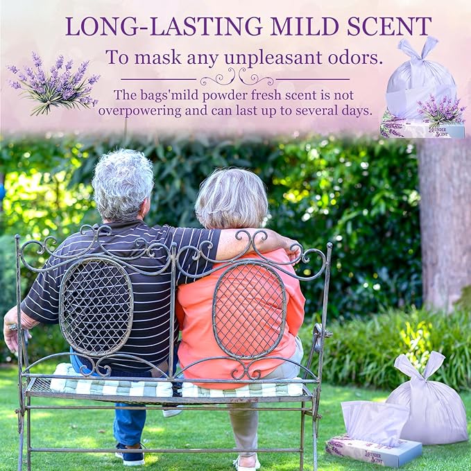 200 Pcs 17.7 x 9.8 in Lavender Scented Hygiene Bags Discreet Waste Disposal for Feminine Products, Diaper Disposal or Pet Waste Sacks with Easy-to-tie Tabs