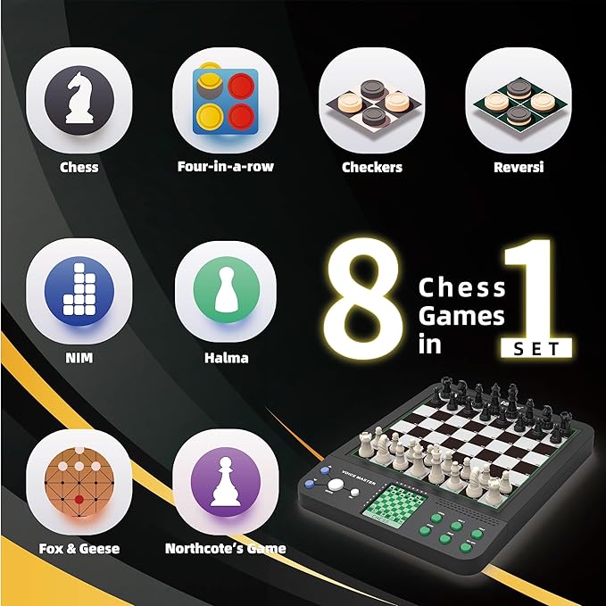iCore Electronic Chess Set Pro Black : Voice Guide, 30 Levels, 100 Teaching Exercises, Learning Mode for All Ages