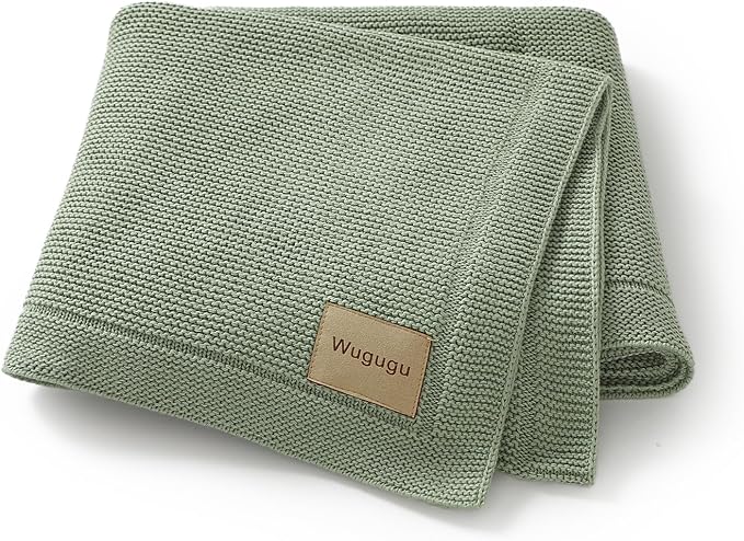 Baby Blanket 30 x 40 Inch Soft Knit for Boys & Girls Cotton Nursery Swaddling Blankets Toddler Knitted Crochet Receiving Crib