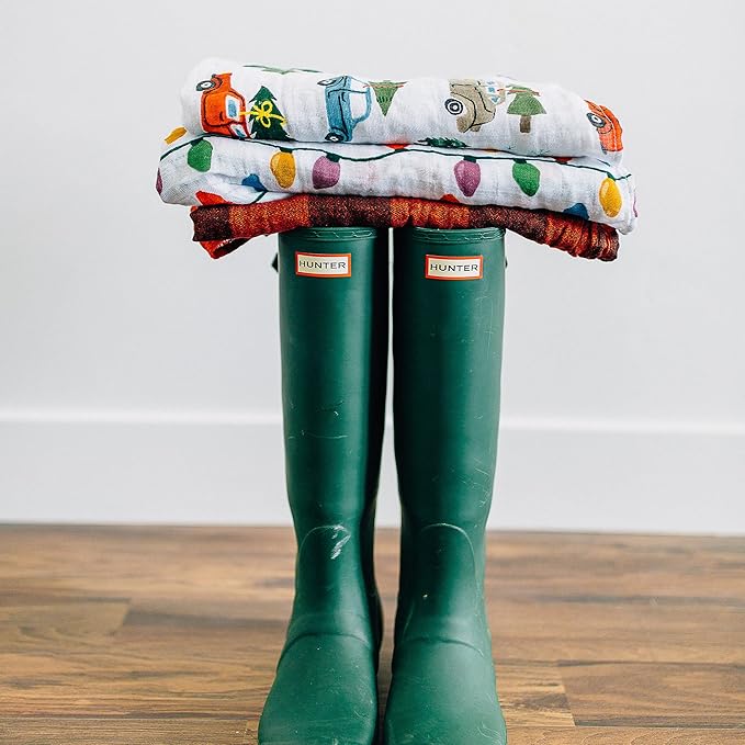 Little Unicorn Premium Cotton Swaddle Baby Blanket | Breathable Fabric | for swaddling, Play, Nursing & More (Red Plaid)