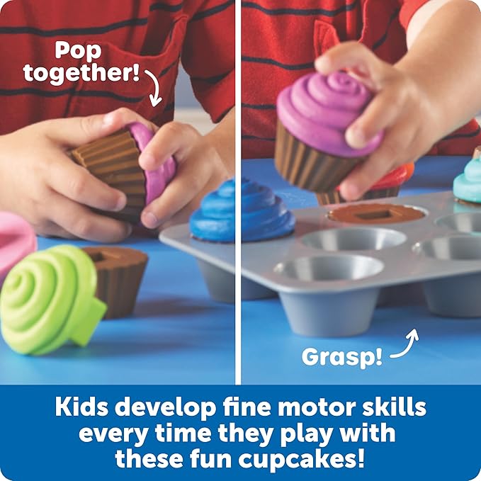 Learning Resources Smart Snacks Shape Sorting Cupcakes,17 Pieces, Ages 18 Months+, Fine Motor, Color & Shape Recognition