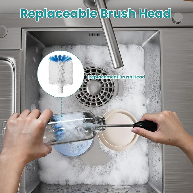 Bottle Brush Refills for OXO Stainless Steel Bottle Brush Only, 4 Pack Bottle Brush Replacement Head for Clean Water Bottle, Baby Bottle, Glasswares, Mugs