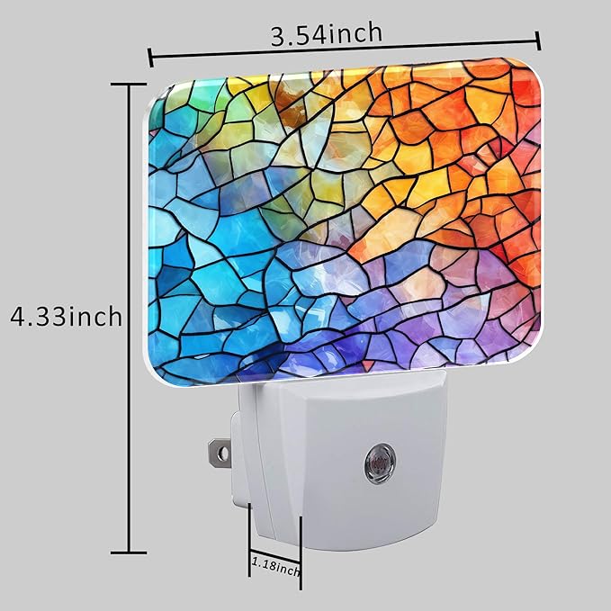 Multicolored Stained Glass Pattern Night Light, Colorful Glass Nightlight Plug into Wall with Dusk to Dawn Sensor for Kid Girls Boys Women Men Bedroom,Hallway,Kitchen,Bathroom,Stairs Decor